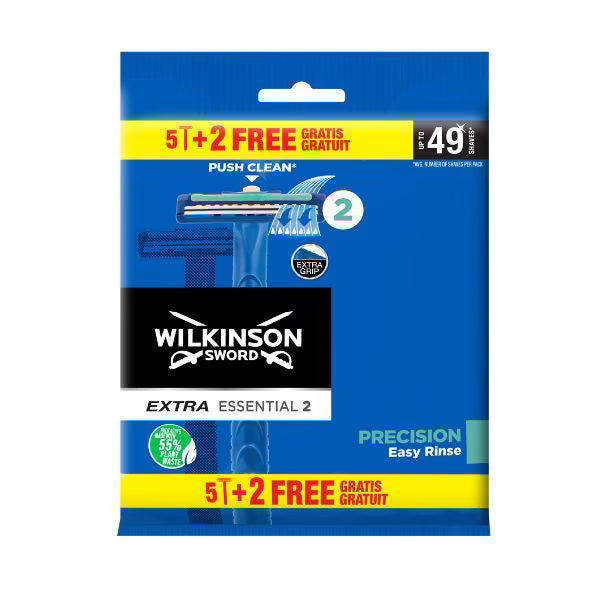 Wilkinson Sword Disposable Razor Extra 2 Essentials 5+2 Pack (British brand)