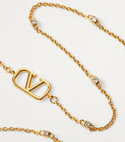 Valentino Garavani VLogo crystal-embellished necklace 35.5-42.5cm - British product