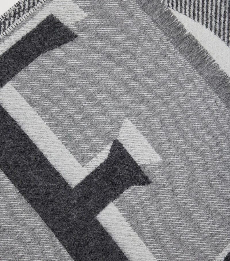 LOEWE cashmere-wool scarf with jacquard logo 165x39cm, UK version