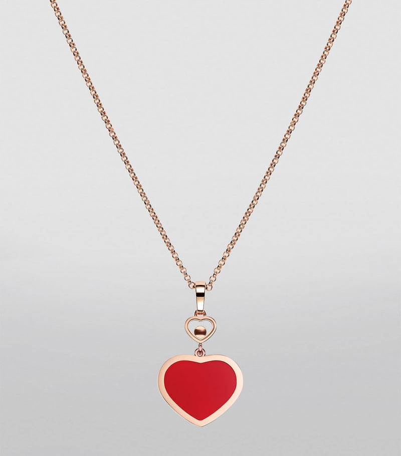Chopard Happy Hearts pendant rose gold carnelian diamond, UK version