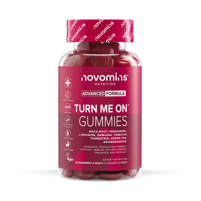 Soutien à la vitalité sexuelle Novomins Libido saveur framboise pêche 60 paquets de gommes