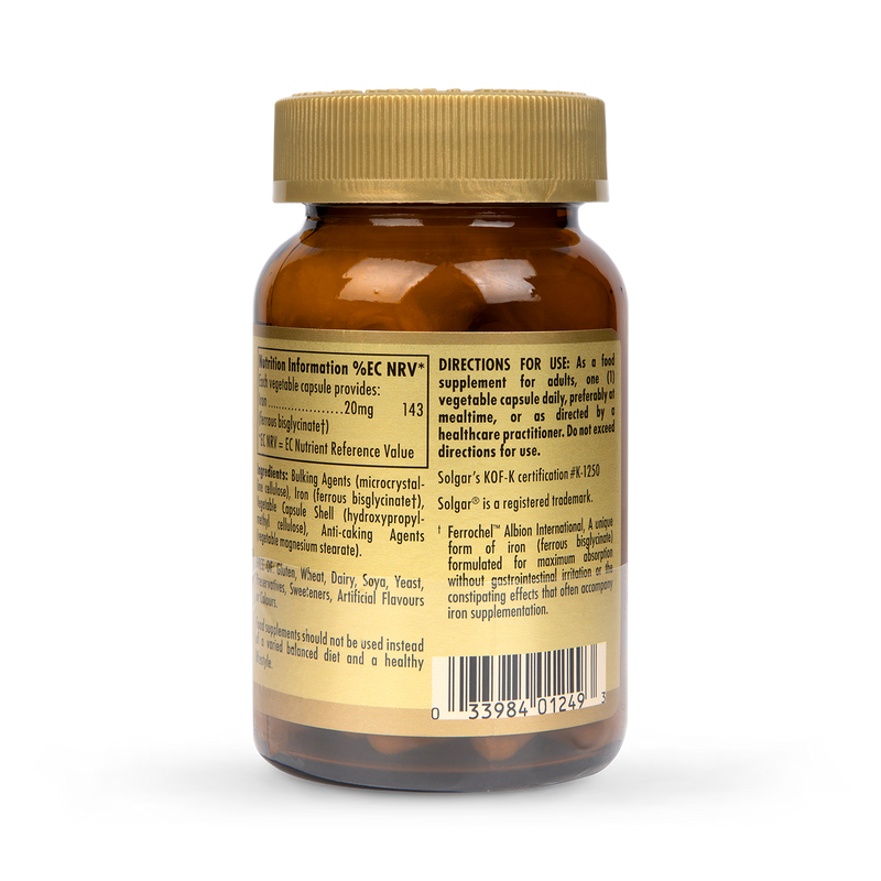 Solgar Gentle Iron 20mg 90 Vegi Capsules (British brand)