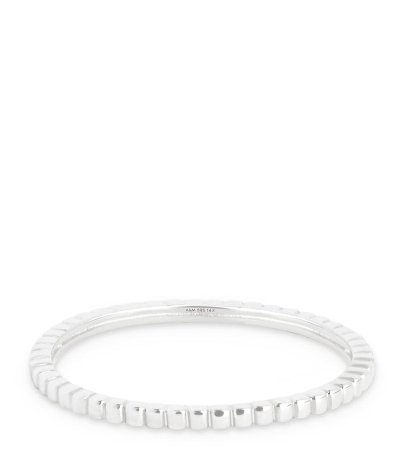 Astrid & Miyu white gold ridged band ring (British brand)