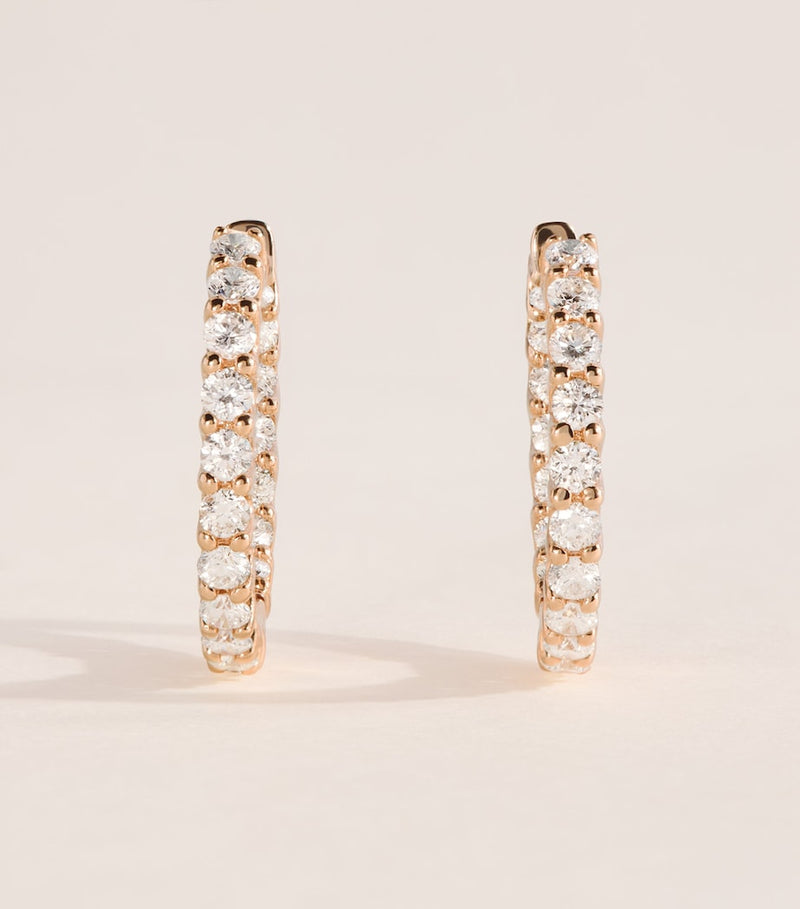 Harrods diamond hoop earrings 18k rose gold 1.25ctw (British brand)