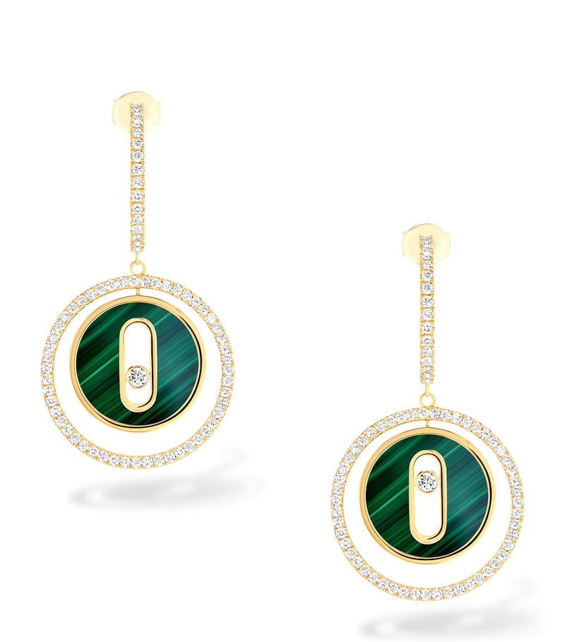 Messika Lucky Move diamond malachite earrings, UK version