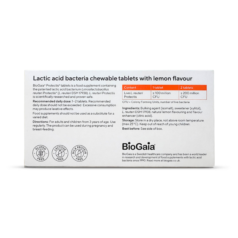 BioGaia Protectis lemon probiotic tablets 10 tablets, UK version