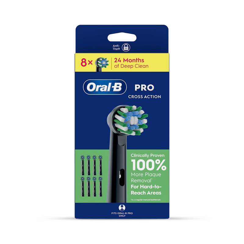 Oral-B Cross Action Black toothbrush heads 8 count - British product