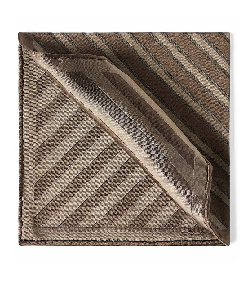 Brunello Cucinelli silk stripe pocket square, imported from the UK