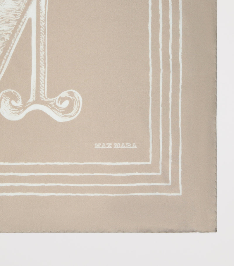 Max Mara silk scarf with embroidered logo, imported from the UK