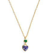 Harrods Emily P. Wheeler Yellow Gold, Emerald and Tanzanite Heart Necklace- Buy online at McGrocer