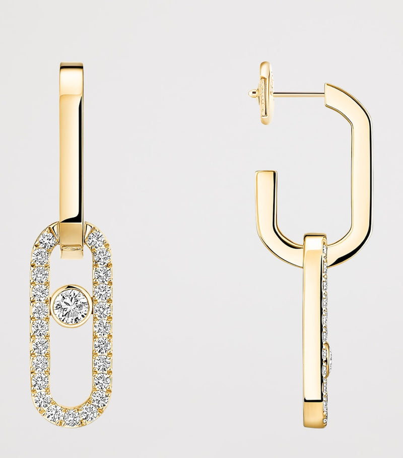 Messika Move Link drop earrings yellow gold 0.85ct, imported from the UK