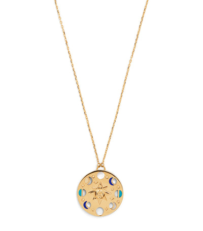 Harrods L'Atelier Nawbar Yellow Gold, White Diamond, Lapis and Turquoise Moon Phase Fine Jewelry Necklace- Buy online at McGrocer