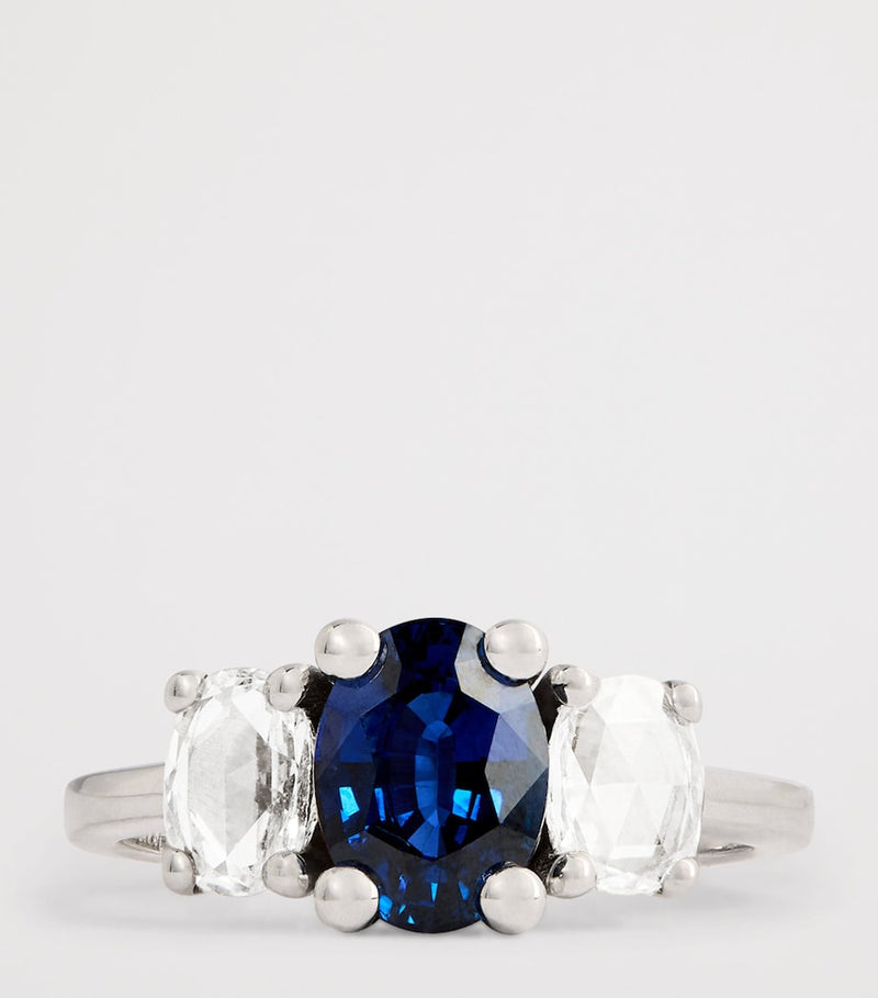 Suzanne Kalan one-of-a-kind ring with blue sapphire and diamonds - British product
