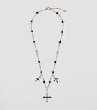 Dolce&Gabbana beaded cross necklace with black beads, UK version