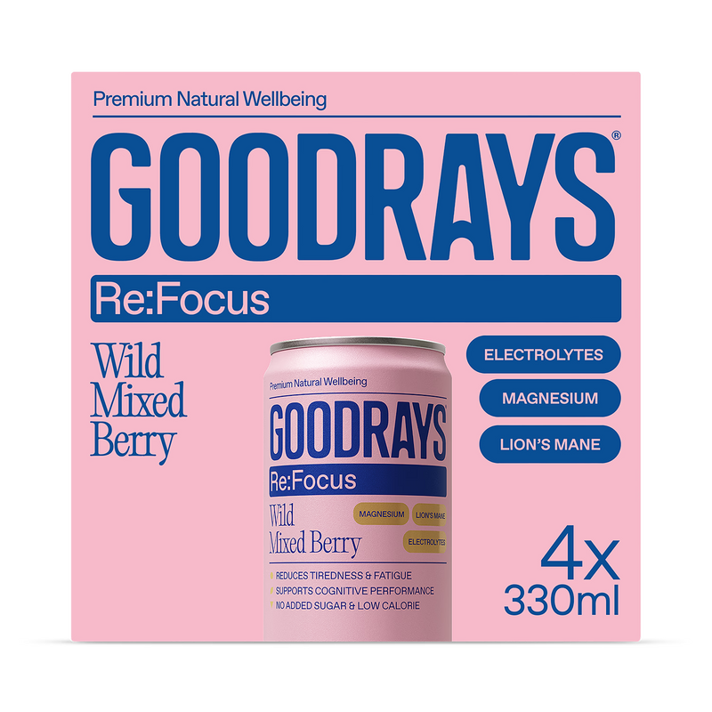 Goodrays Re:Focus mixed berry drink 4-pack, UK version