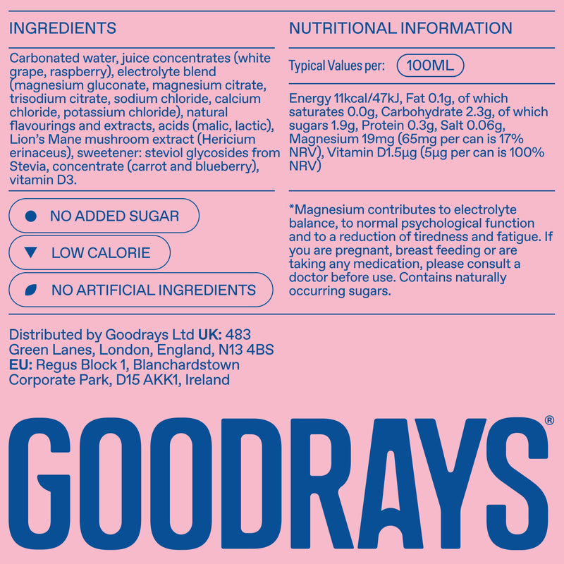Goodrays Re:Focus mixed berry drink 4-pack, UK version