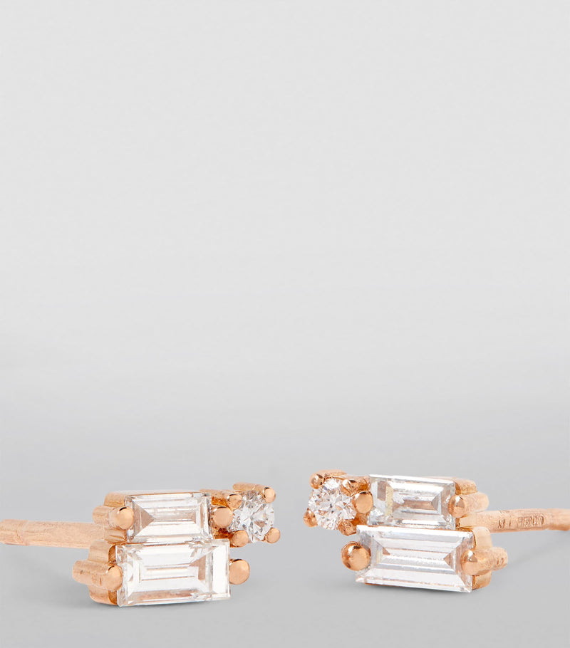 Suzanne Kalan rose gold diamond earrings, imported from the UK