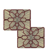 Harrods Set of 2 Rectangular Placemats with Arabesque Design and Eucalyptus Wood Trim- Buy online at McGrocer