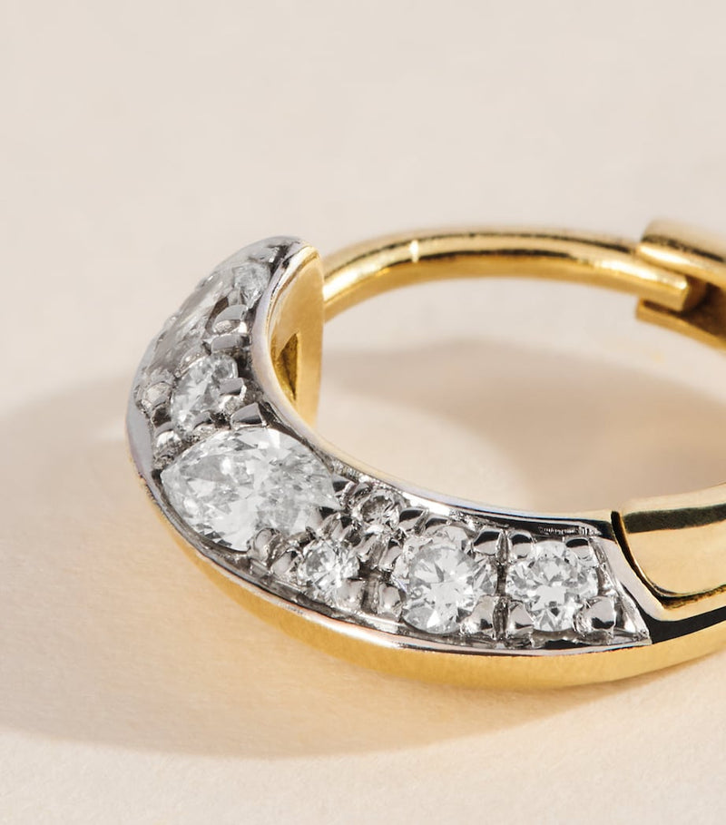 Jade Trau mini yellow gold diamond huggie hoops (British brand)