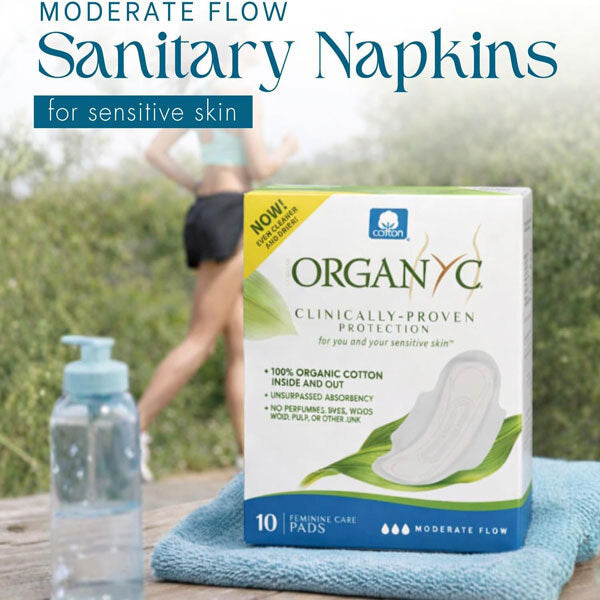 Organyc organic cotton pads moderate flow 10 count, UK version