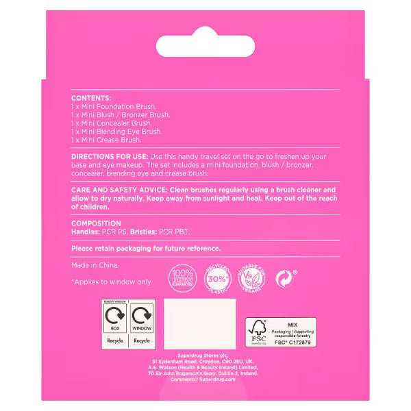 Superdrug Mini Make Up Brush 5 Piece Set (British brand)