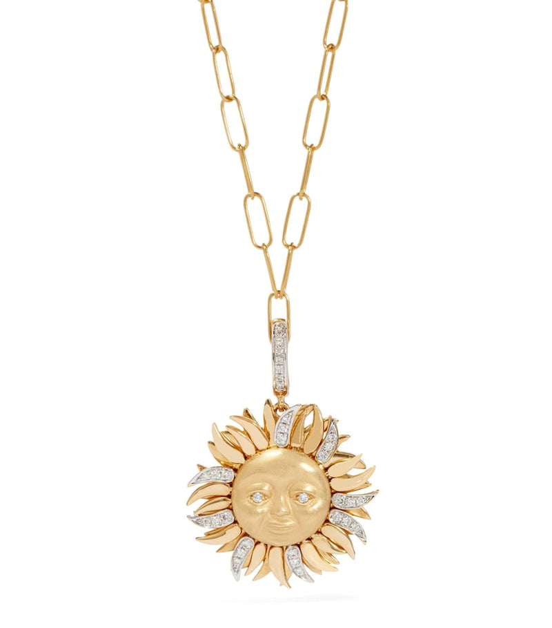 Annoushka 18kt yellow gold sun charm with white diamonds, UK version