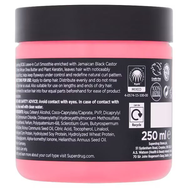 Superdrug Black Castor & Shea Curl Cream 250ml (British brand)