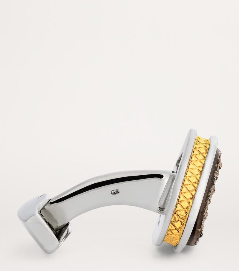 Tateossian sterling silver drusy cufflinks, imported from the UK
