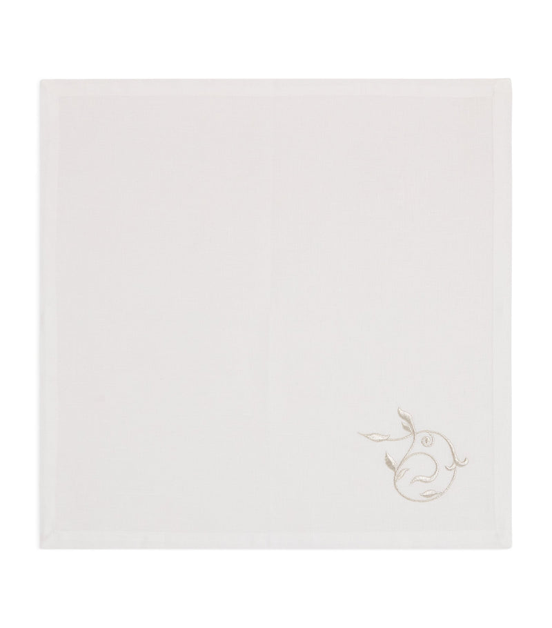 Dea Linen embroidered scroll napkin 45cm x 45cm - British product
