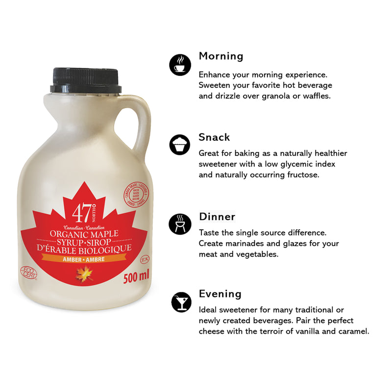 47° North organic maple syrup 500ml, imported from the UK