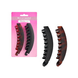 Brushworks banana hair clips 2-pack matte black tortoiseshell - British product