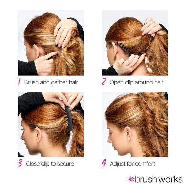 Brushworks banana hair clips 2-pack matte black tortoiseshell - British product