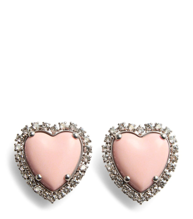 Valentino Garavani Coeur Hyperbole clip-on earrings with crystals, imported from the UK