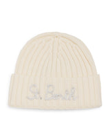Mc2 Saint Barth Kids Wool-Blend Ribbed Logo Beanie