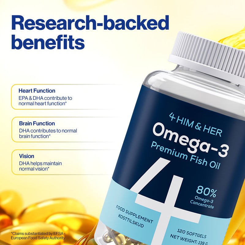 4HIM & HER omega-3 fish oil 80% concentrate 120 capsules (British brand)