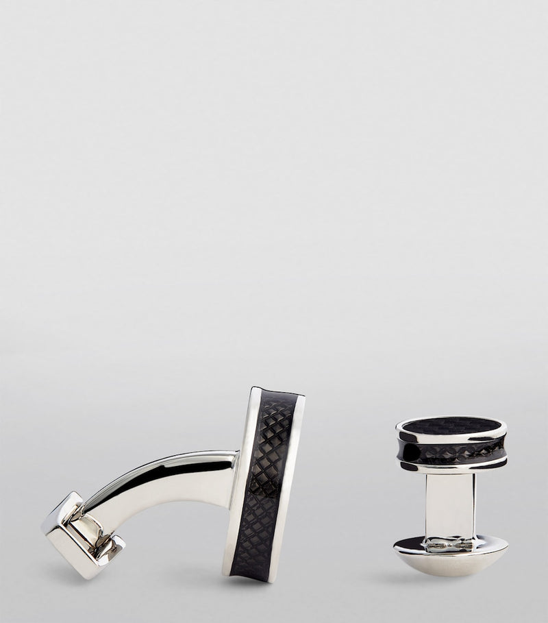 Tateossian disc cufflink set palladium plated silver - British product