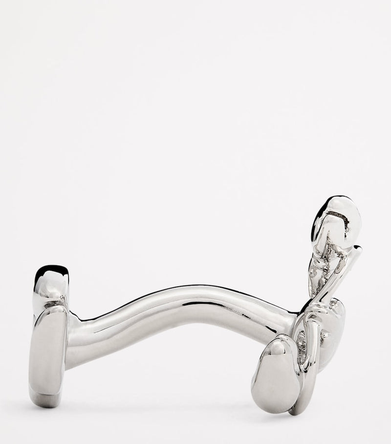 Babette Wasserman rhodium-plated lobster cufflinks H2.2cm x W1.2cm, imported from the UK
