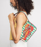 STAUD beaded Tommy shoulder bag with lobster embroidery (British brand)