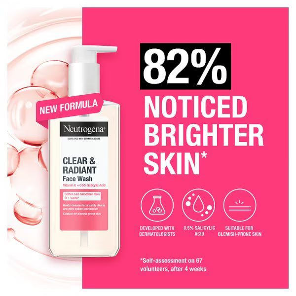 Neutrogena Refreshingly Clear Facial Wash Pink Grapefruit 200ml, imported from the UK
