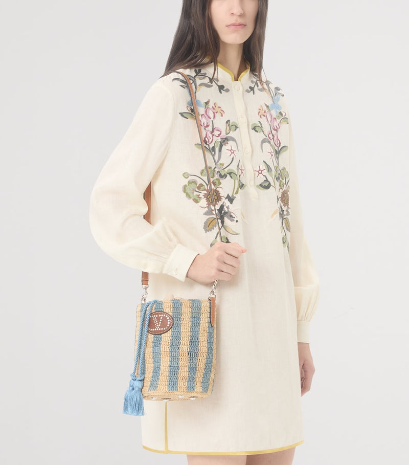 Valentino Garavani straw VLogo signature bucket bag, UK version