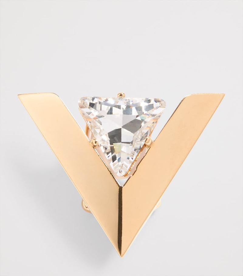 Valentino Garavani Large Je Les V logo earrings gold-tone brass crystal, imported from the UK