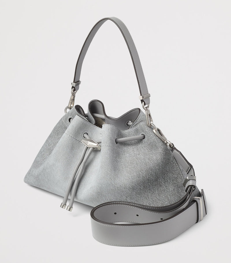 Jimmy Choo Cinch shoulder bag medium suede denim, UK version