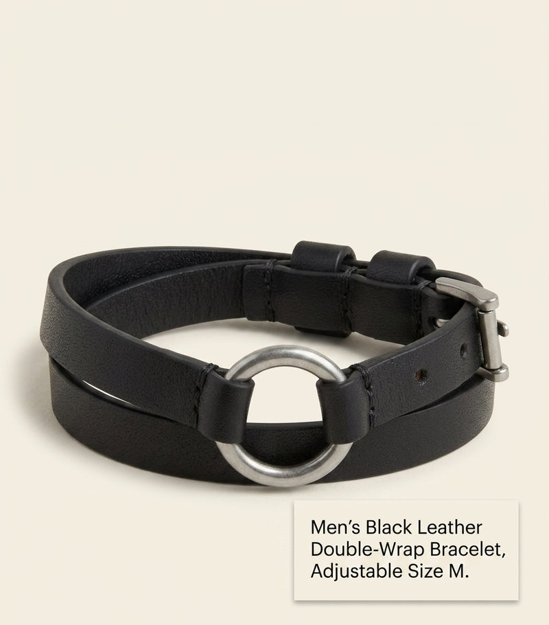 McQueen leather double wrap bracelet with gold-tone skull ring, imported from the UK