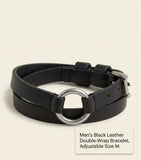 McQueen leather double wrap bracelet with gold-tone skull ring, imported from the UK