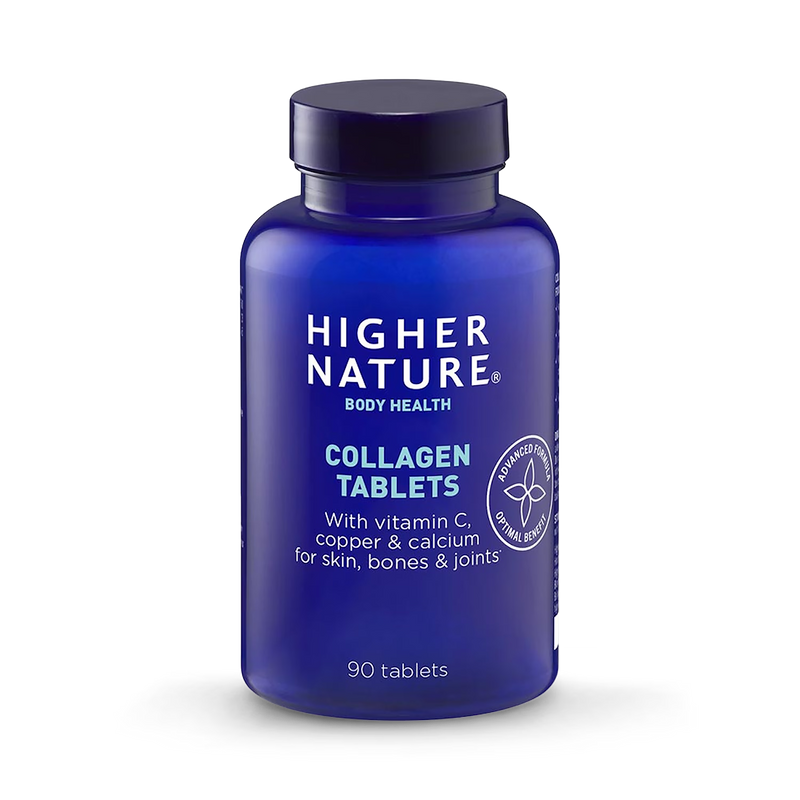Higher Nature Collagen Tablets 6000mg supplement 90 tablets, imported from the UK