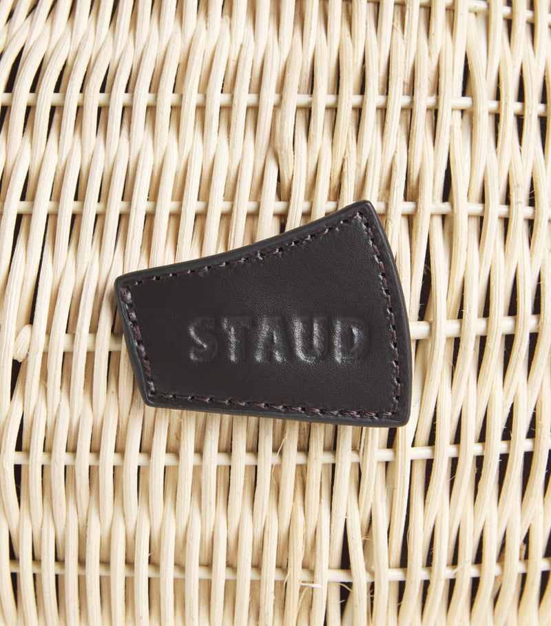 STAUD wicker Cleo fish handbag, imported from the UK
