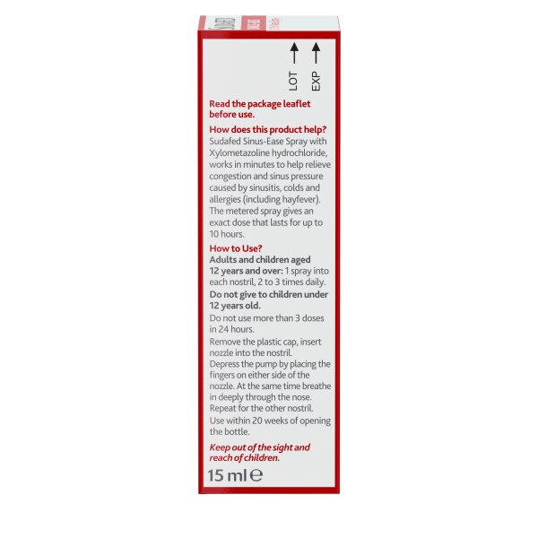 Sudafed Sinus-Ease 0.1% Nasal Spray 15ml GOODS Boots