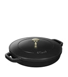 Staub 3-piece round stackable cast iron cocotte set with 1.9L, 2.9L, and 4L capacities (British brand)