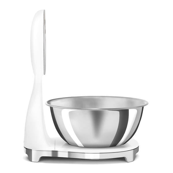 Smeg KSF01 white kitchen scale with stainless steel bowl (British brand)
