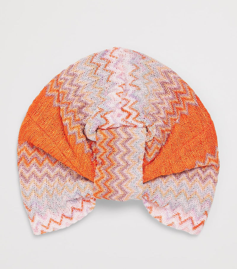 Missoni knot-front zigzag turban accessory, imported from the UK